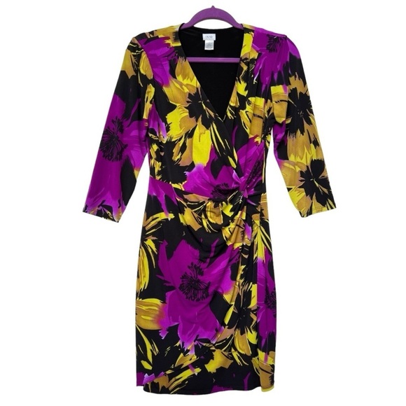 Caché Faux Wrap Floral Dress Size Large - Picture 8 of 8